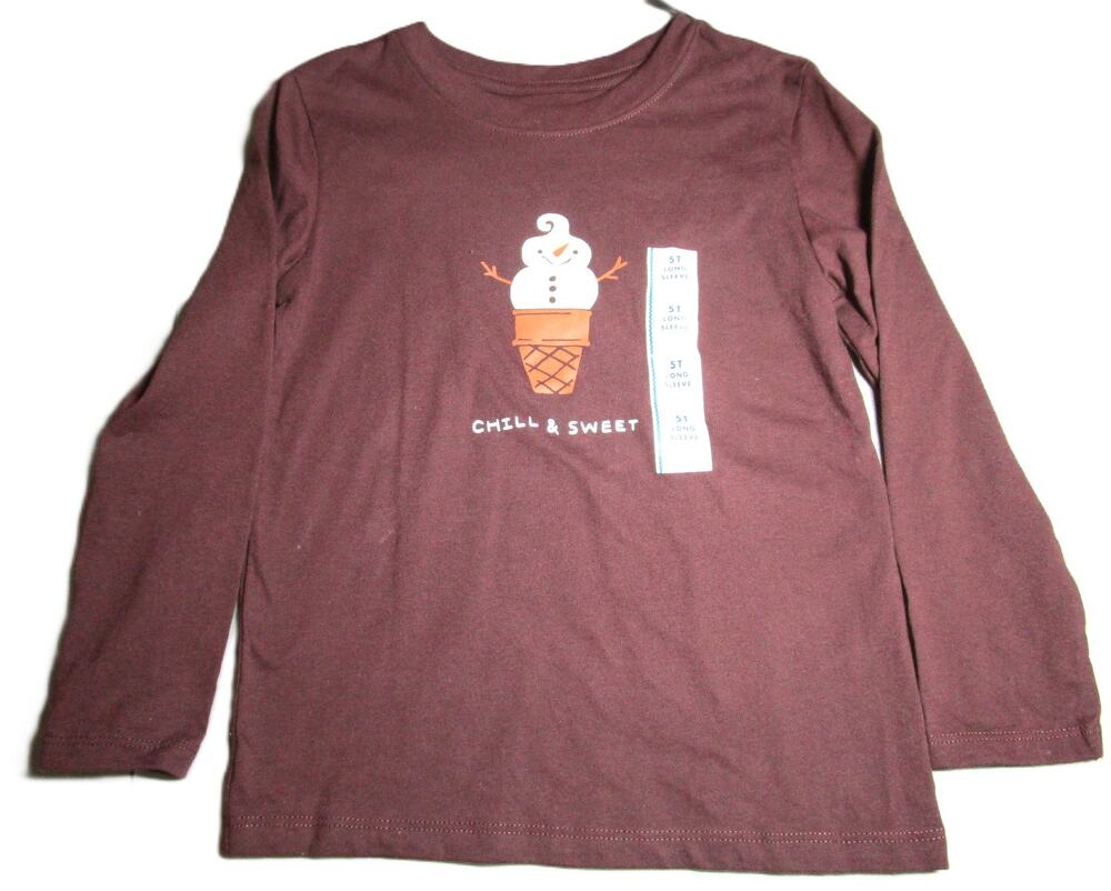 Cat & Jack Unisex Toddler Brown T-Shirt Ice-cream Cone Chill & Sweet Size 5T